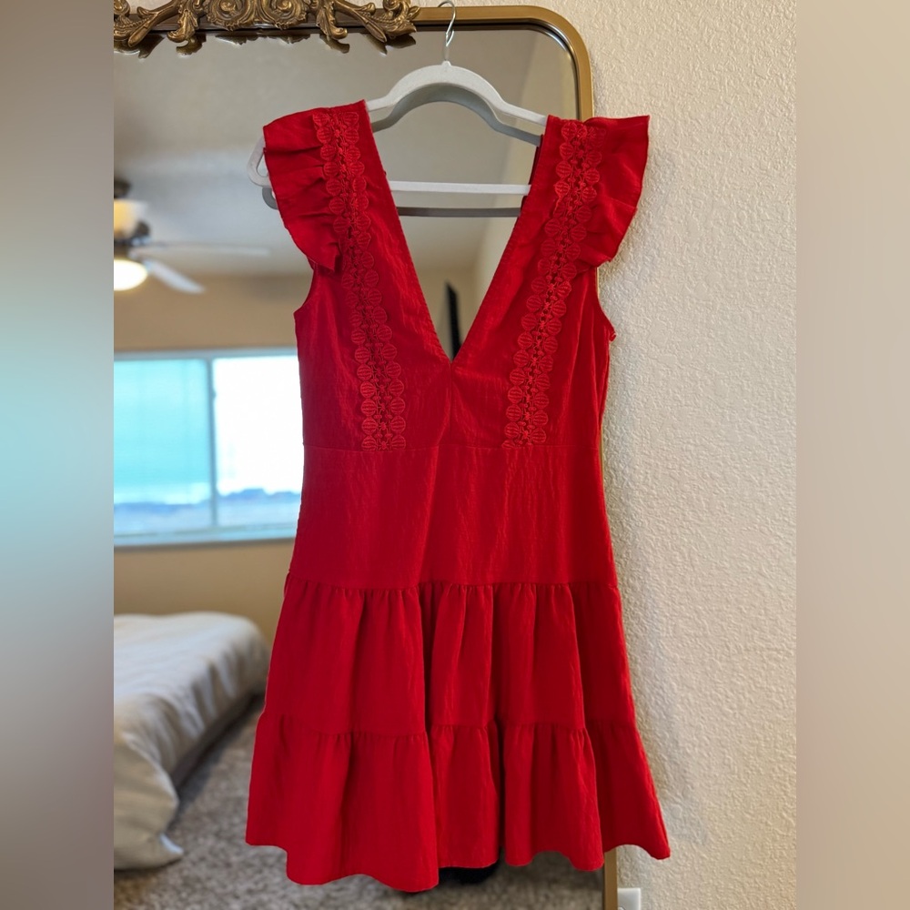 Elegant Red Ruffled Dress